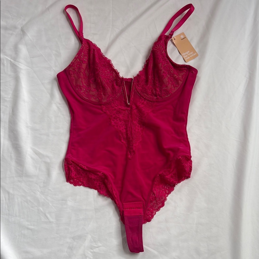 Women's Pink Lace Bodysuit